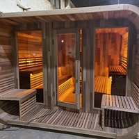 Sauna extérieur en bois de cèdre rouge massif, design moderne et personnalisé, style cube, pour 2 à 6 personnes, vapeur humide