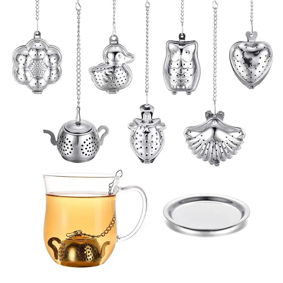 Reusable Stainless Steel Dishwashable Herbal Tea Filter Strainer With Tray