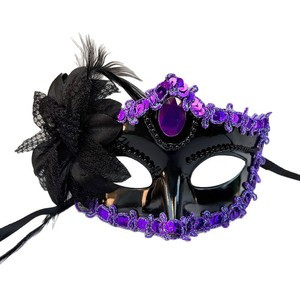 Masque de mascarade sexy en plastique bicolore pour femmes, masque de princesse en dentelle à fleurs, demi-masque pour fête, Halloween, <span class=keywords><strong>cosplay</strong></span> - Product Image 6