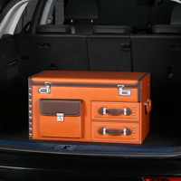 Organisateur de coffre de voiture robuste, grande capacité, multi-compartiments, avec poignée, antidérapant, pour SUV, boîte de rangement avec serrure