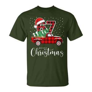 Joyeux Noël, t-shirt rétro vintage à carreaux rouges Truck 67 - Product Image 1