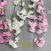 Fleurs artificielles de cerisier blanches et roses à faible MOQ, en promotion, pour décoration de mariage, plafond et toile de fond