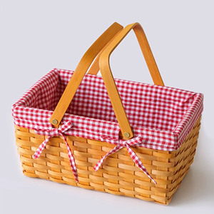 Vente en gros Panier de pique-nique en osier Paniers-cadeaux vides Corps tissé robuste avec poignée de couvercle Doublure lavable - Product Image 4