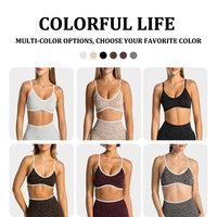 Soutien-gorge de sport pour femme à imprimé léopard, bretelles réglables, en tissu côtelé et texturé ultra doux et sans couture, idéal pour le yoga – Vente en gros usine