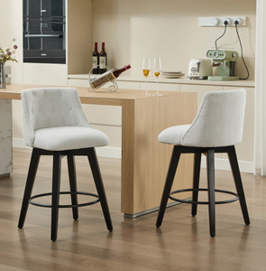 Modern Style Fabric Bar <b>Stool</b> Black Leg Contemporary Indoor Home Hotel Living Room Kitchen Design Wood Frame Set of 2 - Product Image 5