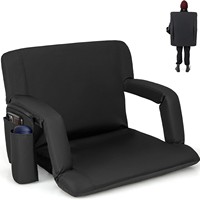 Fauteuil de stade portable et imperméable en métal, avec dossier réglable multi-niveaux et fonction chauffante