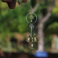 Clochette éolienne Wiccan style sorcière en cuivre, crochet de protection pour poignée de porte, décoration intérieure pour rebords de fenêtre et objets suspendus transfrontaliers