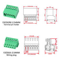 Connecteur de bornier femelle vert 15EDGRK-2.54mm PA66 8A 300V 2-24 pôles pour connexions de fils PCB RS
