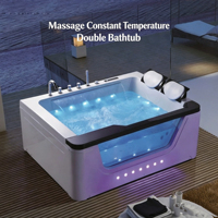 Baignoire de massage à remous en acrylique de luxe pour deux personnes avec système de surf puissant, baignoire double. Baignoire double.