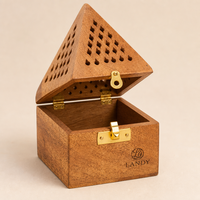 Boîte rectangulaire en bois ancien écologique avec brûleur à spirale sculpté pour la méditation, décoration professionnelle et cadeau