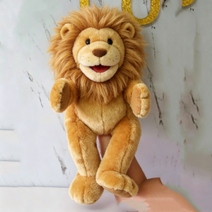 Marioneta de mano de león marrón esponjoso personalizable con crin y boca abierta, perfecta para cuentos infantiles y juegos de simulación - Product Image 1