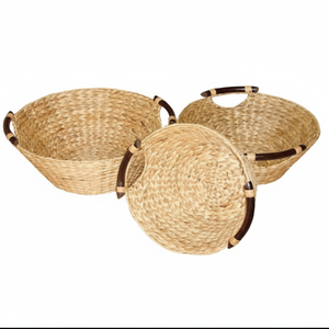 Economically Priced Handwoven Water Hyacinth <b>Woven</b> <b>Baskets</b> Tray Comfortable Handle for Bedroom Living Room Bathroom Organization - Product Image 1