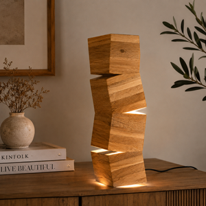 Lámpara de Mesa LED de Madera Sólida de Diseño Moderno, Luz Ambiental Geométrica para Dormitorio, Sala de Estar y Decoración de Hotel de Lujo - Product Image 3
