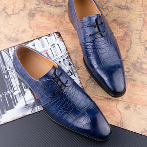 Chaussures élégantes bleues pour hommes avec semelles en caoutchouc durables, chaussures décontractées de style fête - Product Image 3