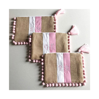 Vente en gros monogramme logo dames étuis à cosmétiques trousse de toilette gland lin trousse de maquillage personnalisée