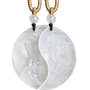 จี้หยกอาเกตสีขาวลายมังกรและนกฟีนิกซ์ธรรมชาติ ของขวัญสไตล์จีนสำหรับทุกเพศ พร้อมใบรับรองการประเมินราคา E102 - Product Image 5