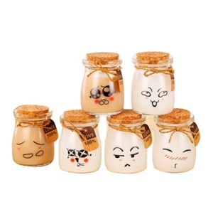 Food Safe Fancy clear 100ml 150ml Pudding Glass Mini <b>Milk</b> Bottle With Cork Lid Pudding Yogurt Candy Jars - Product Image 1