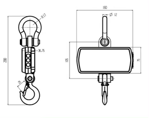 Báscula de pesaje LCD personalizada OEM OCS <span class=keywords><strong>S2</strong></span>, grillete de acero inoxidable, gancho de acero de aleación, pantalla precisa, báscula de grúa de batería colgante - Product Image 2