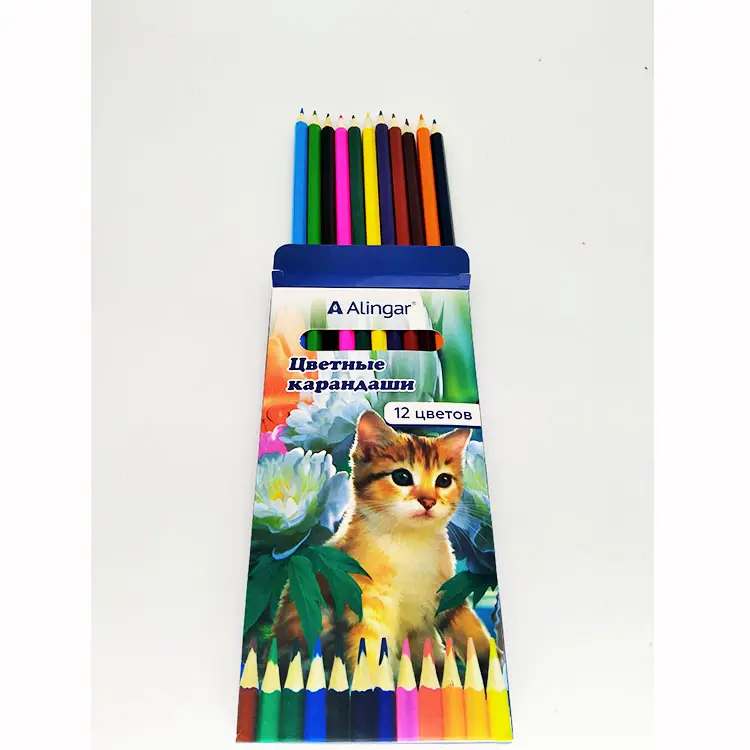 12 colors artist wooden oil drawing colored pencils bulk set for kids colour pencils low price