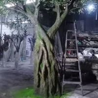 Arbres artificiels en fibre de verre sur mesure de 15 et 17 pieds, grands arbres en fibre de verre à tronc persistant, oliviers artificiels en fibre de verre pour la décoration