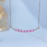 Natürliche Rosa Saphir-Anhänger-Halskette 925 Sterling Silber Edle Anhänger & Charms Edelstein-Modeschmuck für Frauen Großhandel