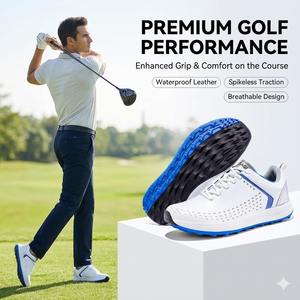 <span class=keywords><strong>Zapatos</strong></span> de <span class=keywords><strong>golf</strong></span> de cuero de microfibra del nuevo estilo al por mayor <span class=keywords><strong>zapatos</strong></span> de <span class=keywords><strong>golf</strong></span> antideslizantes del cordón de la rotación para los hombres - Product Image 1