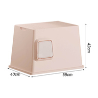 Bac à litière pour chat avec porte coulissante bidirectionnelle avec logo personnalisé Toilette à litière pour animaux de compagnie pliable et portable Conception en plastique facile à nettoyer
