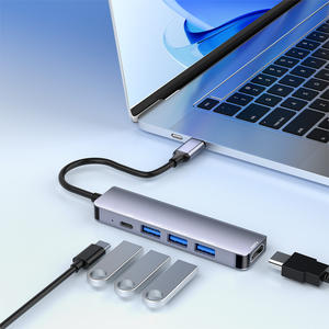 Adaptador Multipuerto <span class=keywords><strong>USB</strong></span> <span class=keywords><strong>C</strong></span> para <span class=keywords><strong>MacBook</strong></span> Pro/<span class=keywords><strong>Air</strong></span>, 4K30HZ HDTV, 100W PD, 3 Puertos <span class=keywords><strong>USB</strong></span>-A 5Gbps/480Mbps, Transferencia de Datos, 100% en Stock - Product Image 5