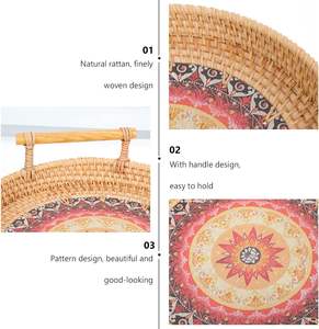 Plateau de rangement en rotin tressé, naturel, tissé à la main, écologique, robuste et léger, pour le stockage de fruits, de collations et de pain, pour la maison et la cuisine - Product Image 6