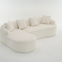 Kostenloser Versand in die USA: Modulares Chenille-Sofa mit Gebogener Chaiselongue, Knochenlose Sektionalcouch zum Schlafen, für Wohnzimmer und Schlafzimmer