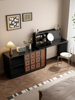 Table de maquillage et commode intégrées en bois massif de style vintage, table de maquillage rétro pour chambre à coucher, pliable et extensible en coin