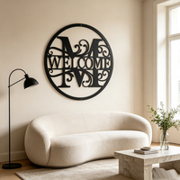 Panneau de bienvenue personnalisé en métal, art mural rond avec monogramme, décoration pour la porte d'entrée, la véranda