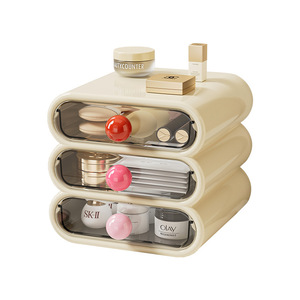 Cosmetic Storage <b>Box</b> With Drawers <b>Plastic</b> Makeup Organizer Desktop <b>Large</b> Capacity For Home Dressing Table Bedroom Use - Product Image 2