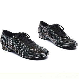 New Diamond-studded Latin Dance Shoes Men Professional Soft-soled Square Heel Tango <strong>Samba</strong> Lace-up Large <strong>Size</strong> Dance Shoes - Product Image 2