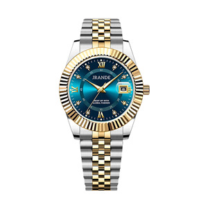 Reloj de cuarzo para hombre Jrande, esfera azul, banda de acero dorado, resistente al agua hasta 30 m, cierre desplegable analógico H9872G G - Product Image 5