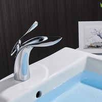 Robinet de lavabo de salle de bain de luxe en laiton, monocommande, à poser sur le comptoir, sans flexibles