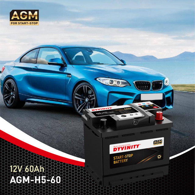 DYVINITY OEM Heavy Duty 12V 60Ah Lead Acid AGM New Car Battery Start-Stop System 12.8V DIN Standard MF Type H5 6-QTF-60