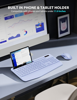 Silent Ergonomic 2.4G Wireless Keyboard and Mouse Combo Full-Sized Wrist Rest Phone Holder Sleep Mode