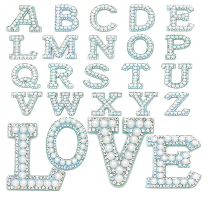 Custom Pearl Patch Letters Colors Letter Pearl Beaded Applique Patch For Clothes