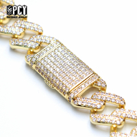 Pendentif Moissanite Personnalisé en Or Rose 18K, Chaîne Cubaine VVS Iced Out, Bijoux Hip Hop Personnalisés pour Fête