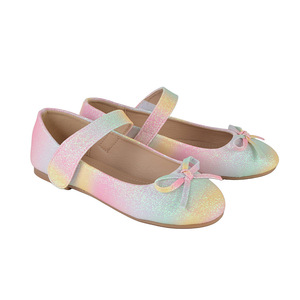 Zapatos de Princesa <span class=keywords><strong>con</strong></span> Brillantina Colorida <span class=keywords><strong>para</strong></span> Niñas, Suela Suave <span class=keywords><strong>con</strong></span> <span class=keywords><strong>Velcro</strong></span>, Lazo, Plantilla de Cuero Nueva, Zapatos Planos <span class=keywords><strong>para</strong></span> la Escuela y el Verano - Product Image 1