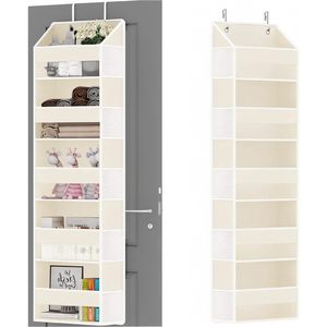 Organisateur de porte 33x15x85cm avec 5 poches et 10 compartiments en filet pour le rangement de la salle de bain et de la chambre - Product Image 1