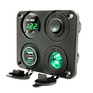 Xe USB Charger 4 trong 1 bảng điều chỉnh với on off Switch Led Vôn kế & Thuốc lá nhẹ hơn ổ cắm cho 12V xe - Product Image 1