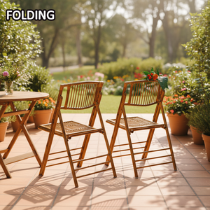 Folding Dining Chair Outdoor Portable Backrest <b>Garden</b> Retro <b>Stool</b> Wedding Event Rattan - Product Image 1
