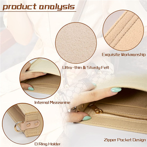 <strong>Handbag</strong> Tote Bag Organizer <strong>Insert</strong> Felt Purse Organiser <strong>Insert</strong> with Zipper Fit Toiletry Pouch 26 19 - Product Image 4