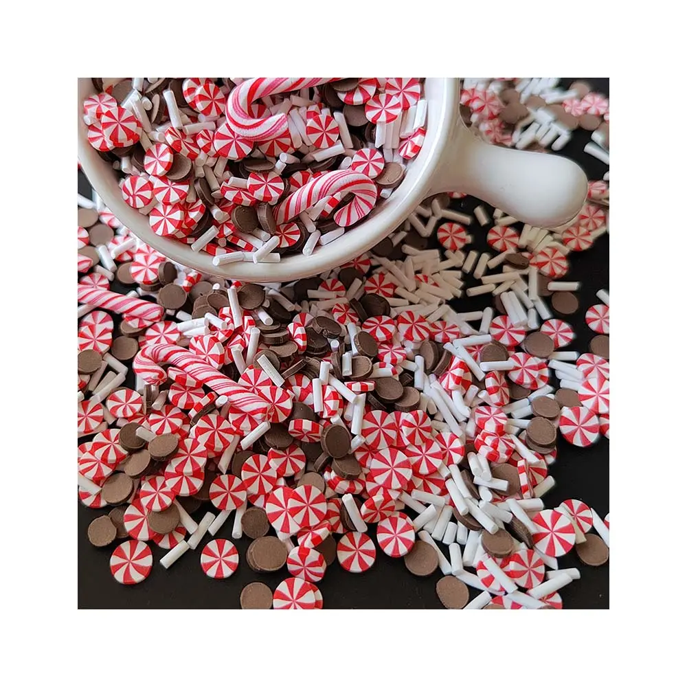 Sıcak satış 500g karışık noel kırmızı şeker polimer kil sprinslices dilimleri için DIY bulut balçık malzemeleri