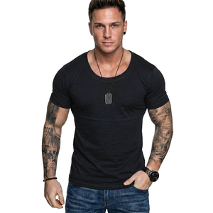 Camiseta de Verano para Hombre, Cuello en V, Ajustada, de Secado Rápido, 260g, Color Sólido, con Logotipo Personalizado al por Mayor - Product Image 4