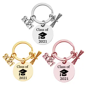 Promotional Gift 2021 New Class of Graduation Season Stainless Steel Keychain Plus Scroll Gift