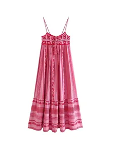 Abito Midi 2024 donna bohémien abito da vacanza con spacca Vintage lavorato a maglia abito da donna Vestidos Mujer Maxi abito lavorato a maglia - Product Image 2