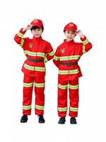 Costume de pompier unisexe pour enfants, fête costumée du Nouvel An, combinaison 100% polyester